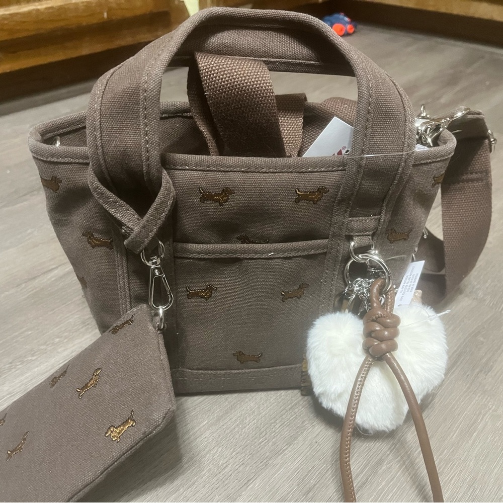 Madden Girl Brown Tote with Dog Embroidery